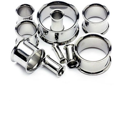 SoScene Silver Stainless Steel Eyelet Plugs, set of multiple shiny metal eyelet plugs and rings with screws for jewelry or ear piercing.