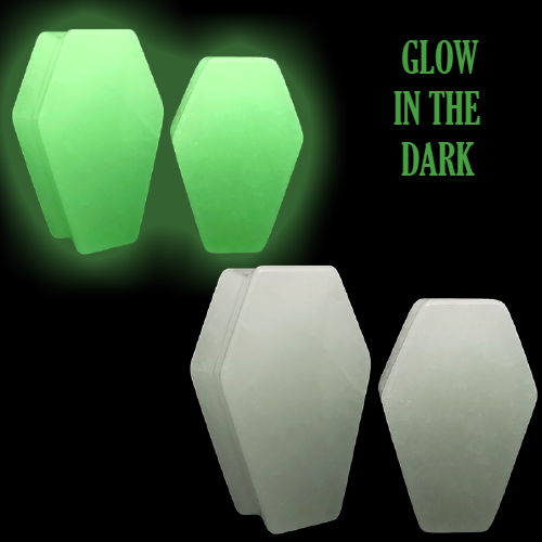 Coffin Shaped Glow In The Dark Ear Gauges