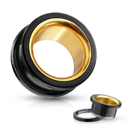 Interior colored 316L Surgical Steel Screw Fit Double Flared Tunnels