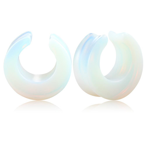Crescent shape Opalite  saddle spreaders Organic Stone Ear Gauges
