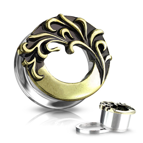 Tribal Wave Front 316l Surgical Steel Screw Fit Flesh Tunnel Plugs So Scene