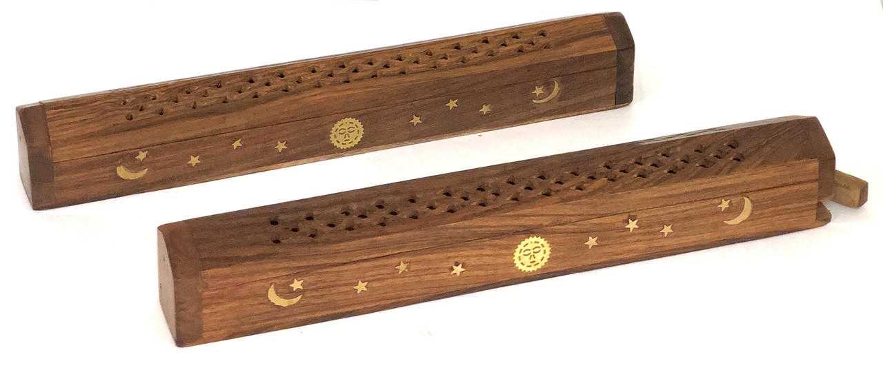 Wooden Slim Coffin Box 12'' (Assorted ) Cone Burners VD Importers Inc.