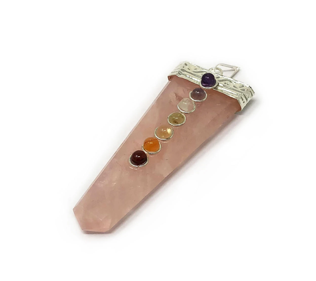 Rose Quartz Chakra Flat Pendant
