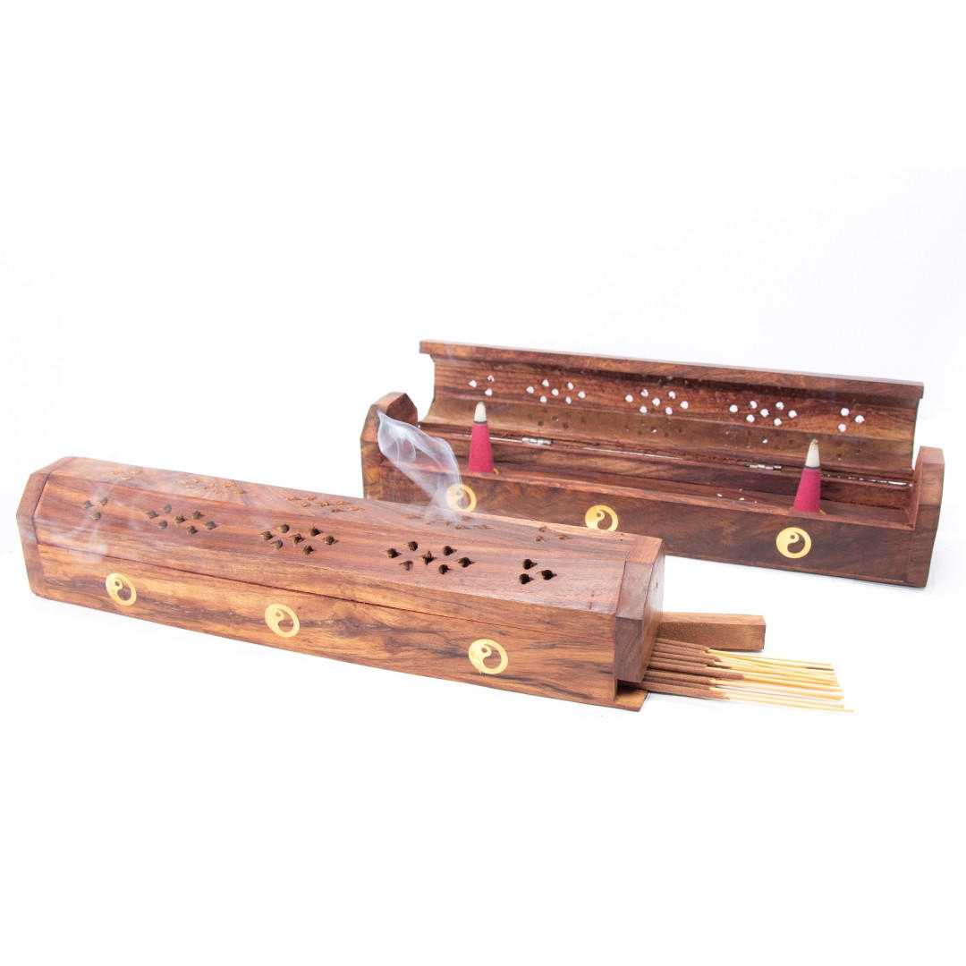 Wooden Coffin Box (Yin Yang) Cone Burners VD Importers Inc.