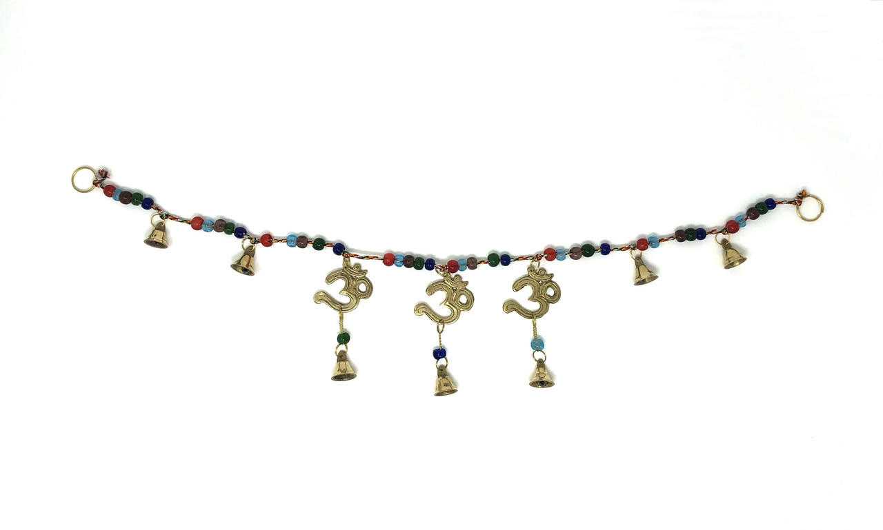 Brass Wind Chime Bandanvar with bells, 3 Om