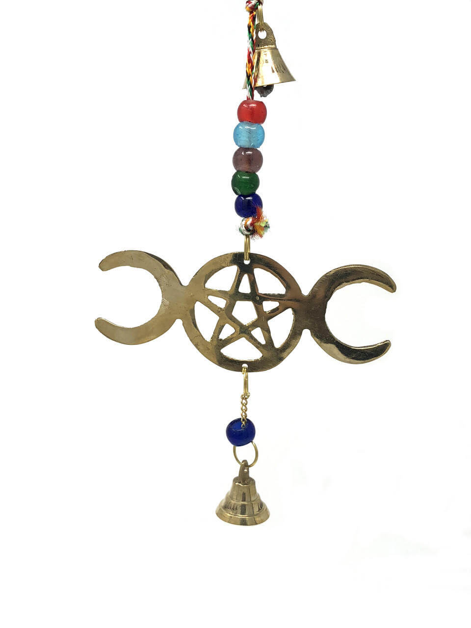 Brass Wind Chime String with Triple Moon Pentacle Bells & Chimes VD Importers Inc.