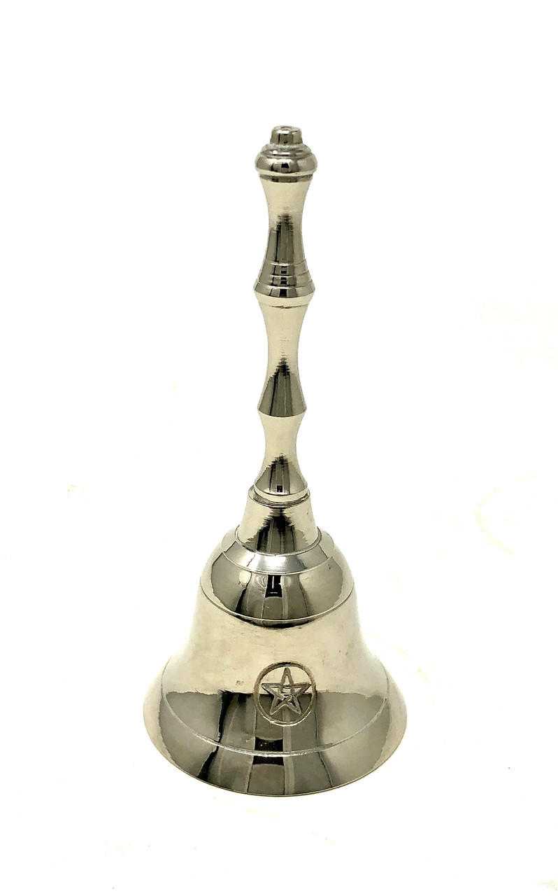 Brass Altar Bell, Pentacle 5" Vrinda ® Altar Tools VD Importers Inc.
