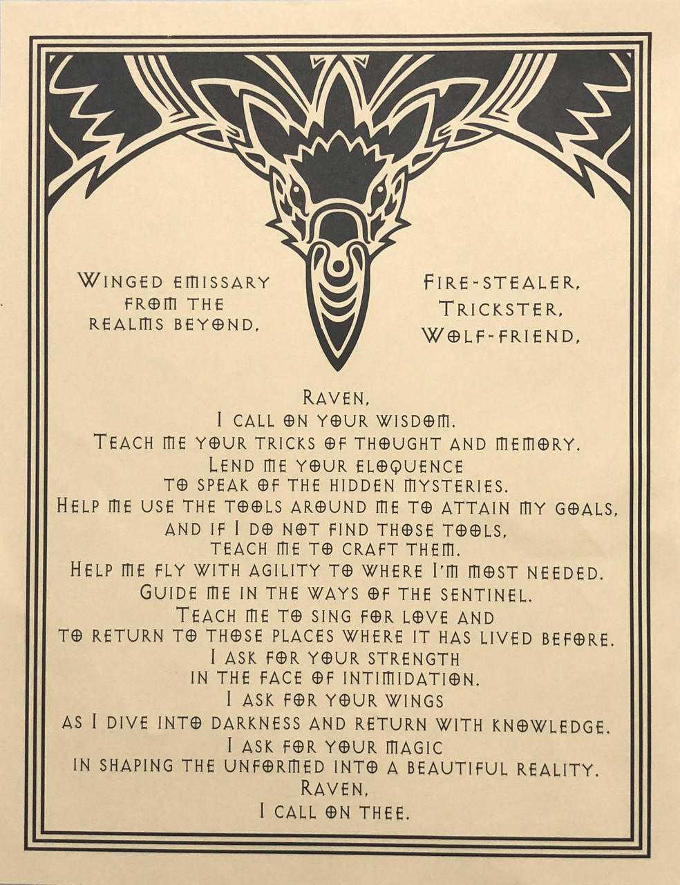 Prayer Poster Raven Shop VD Importers Inc.