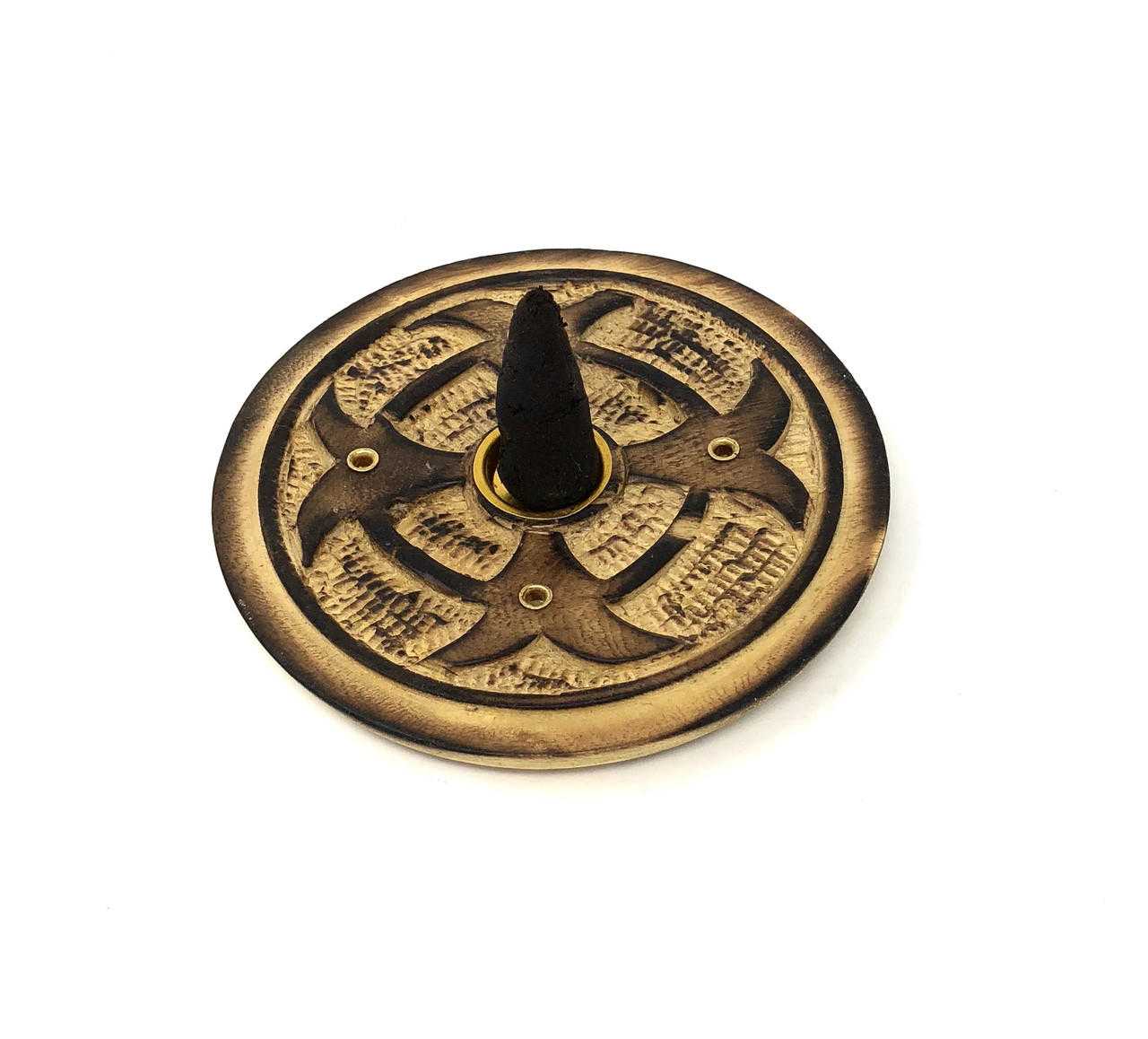 Wooden Round Incense / Cone Burner (Pack of 12) Cross
