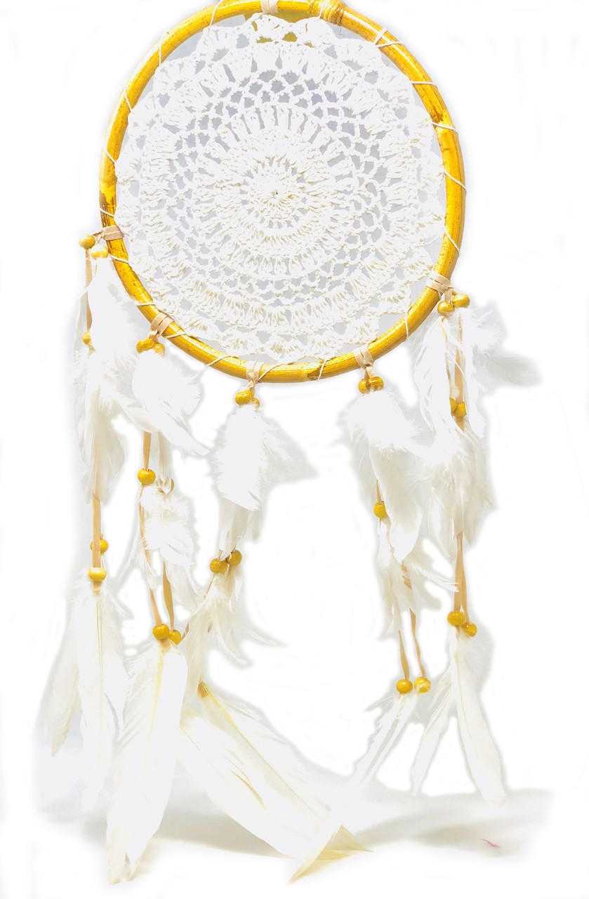 Dream Catcher 8" diameter rattan (white crochet) Dream Catchers VD Importers Inc.