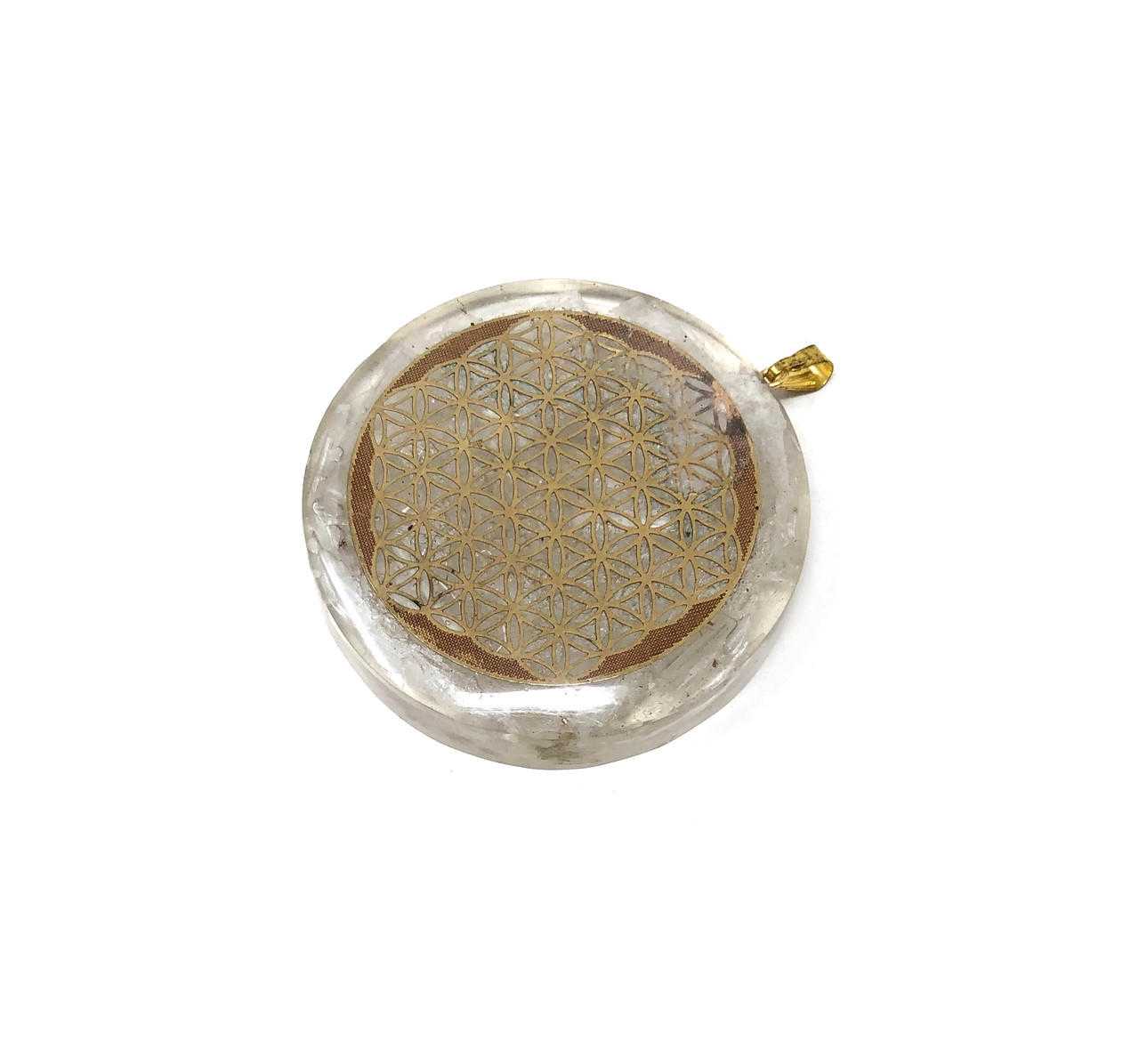 Orgone Energy selenite Flower of life pendant 2 inch Gemstones Products VD Importers Inc.