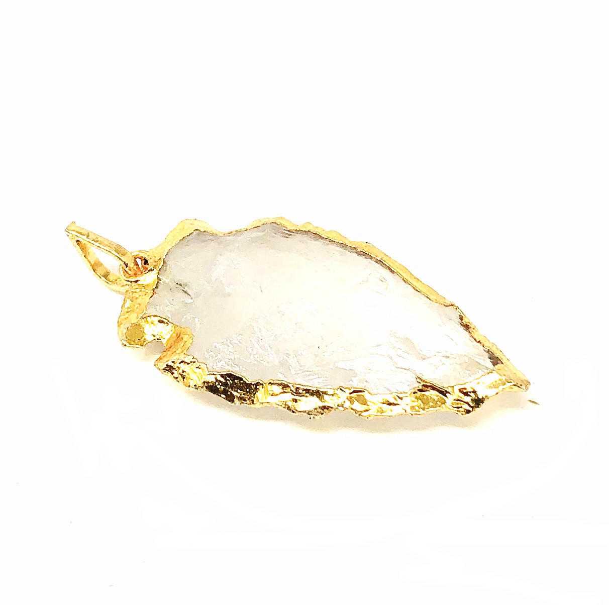 Clear Quartz electroplated arrow pendant