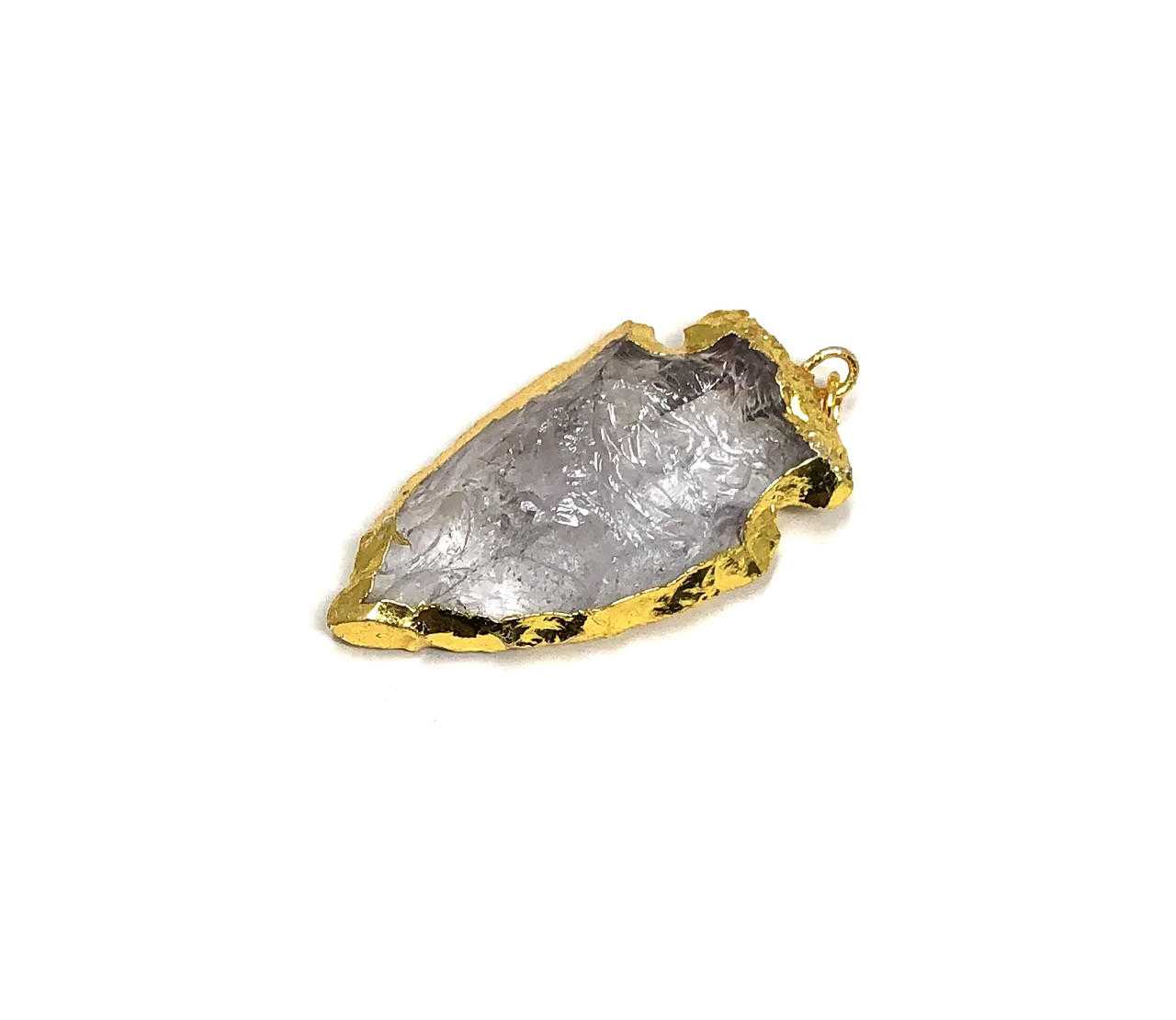 Clear Quartz electroplated arrow pendant