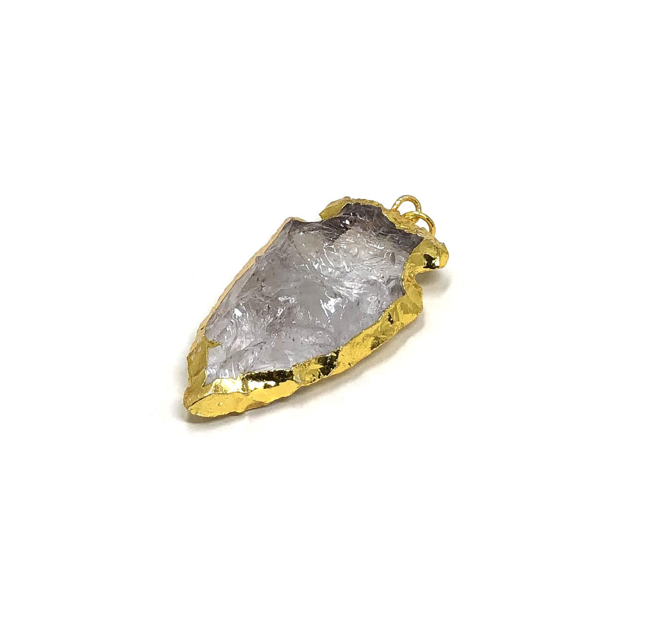 Clear Quartz electroplated arrow pendant Gemstones Products VD Importers Inc.
