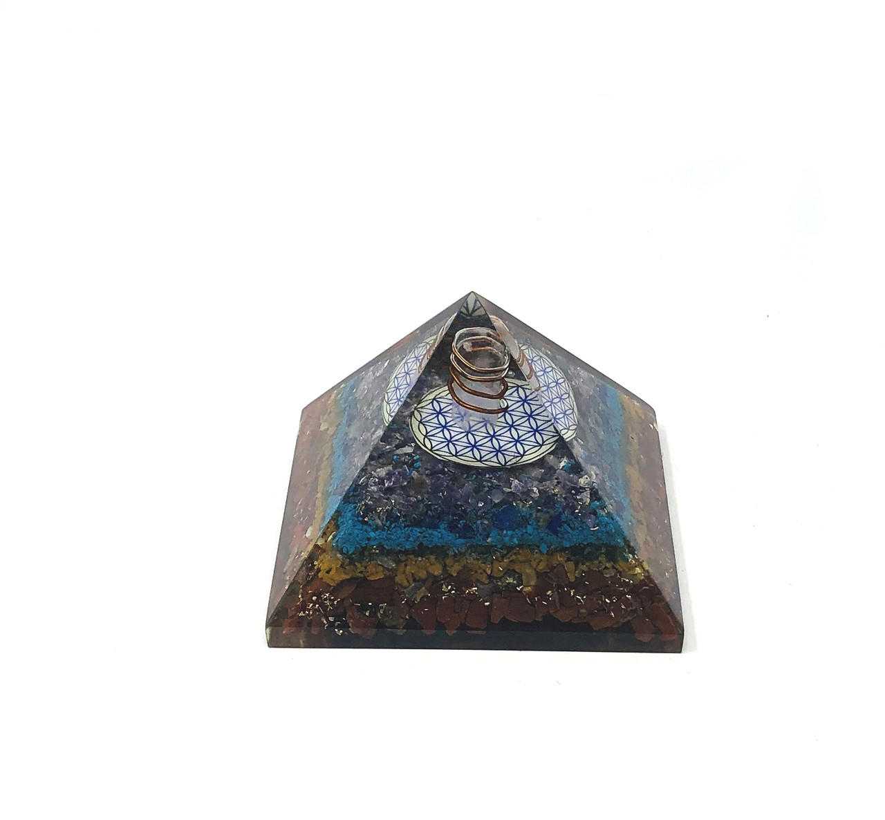 #9 Orgone Energy Pyramid 7 Chakra w/ FOL Gemstones Products VD Importers Inc.