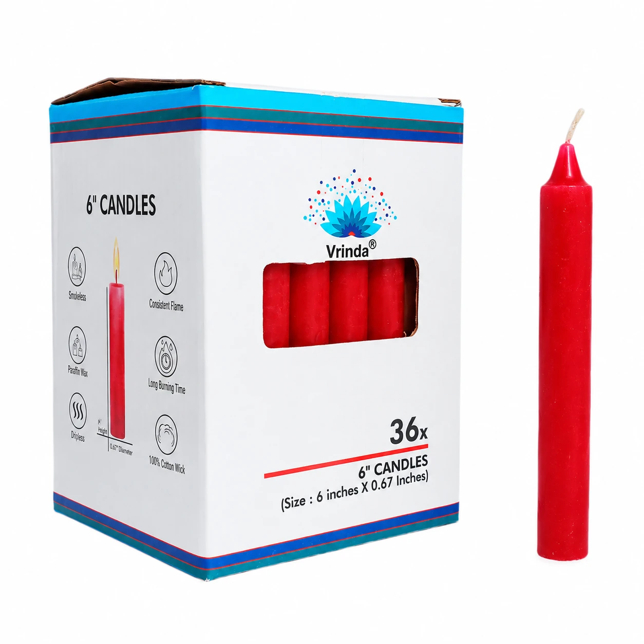6" Red Taper Candles (36 in a pack)