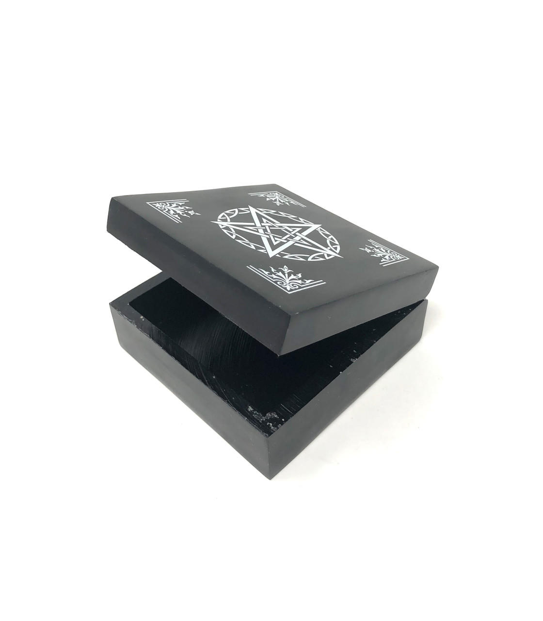 Stone Storage Box Black Pentacle 4"x4"