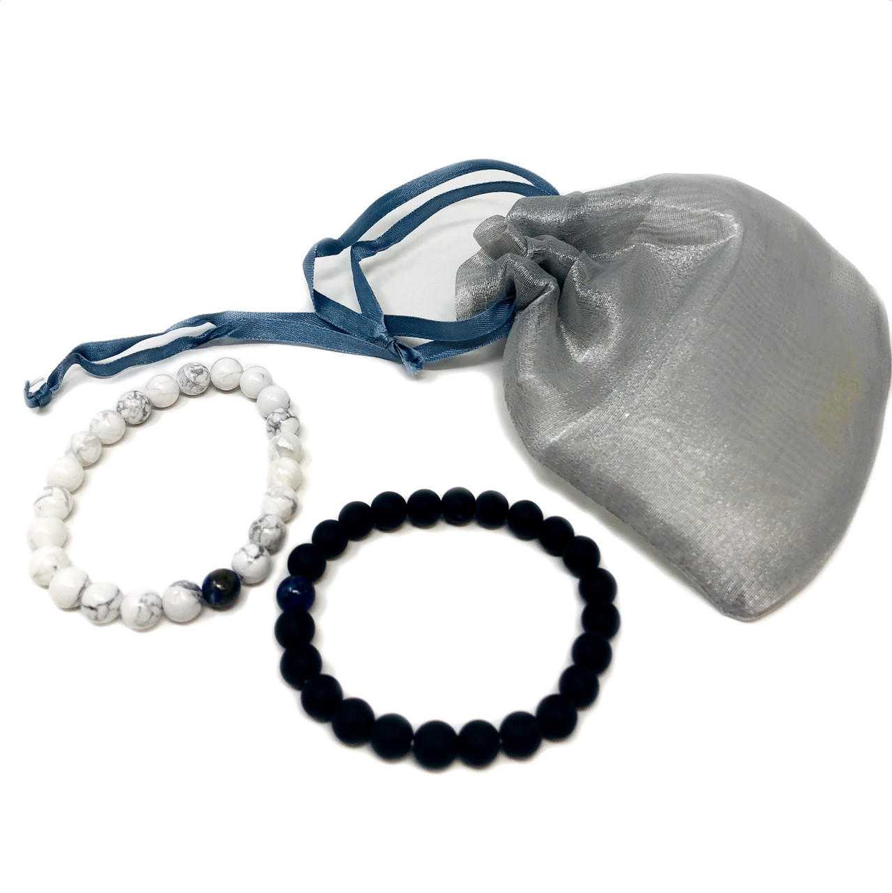 #42 Black Lapis Lazuli + Howlite Couple Bracelet (2pc) Shop VD Importers Inc.