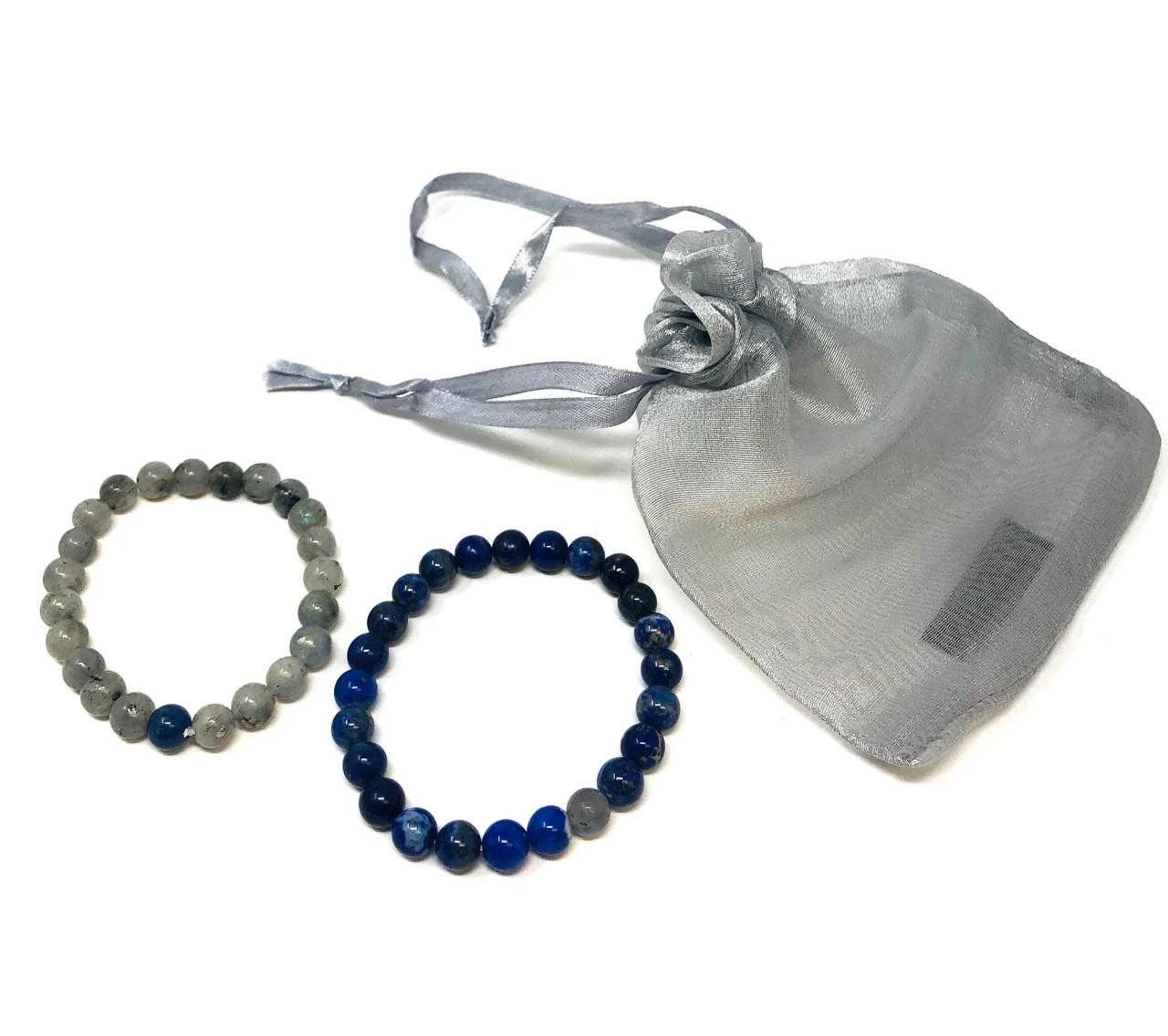 #46 Labradorite + Lapis Lazuli couple bracelets (2 pc)
