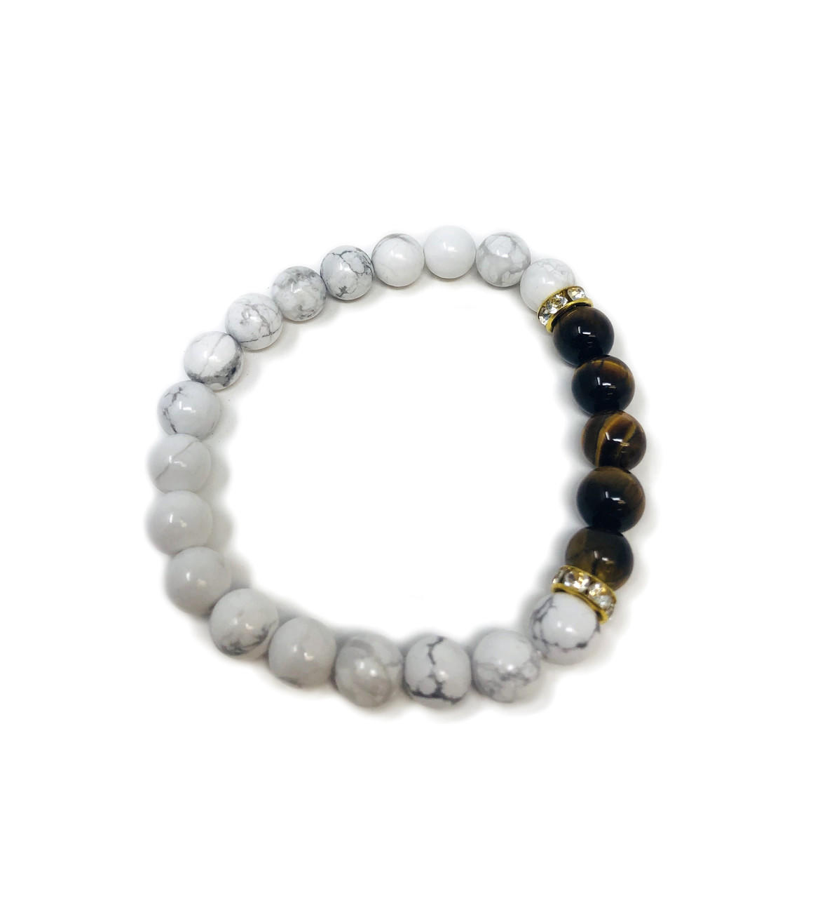 #52 Howlite + Tiger Eye Bracelet U41 Gemstones Products VD Importers Inc.
