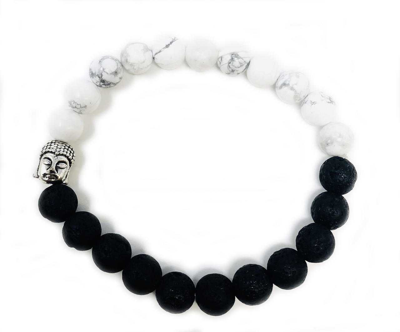 #57 Howlite + lava bead Buddha bracelet U63