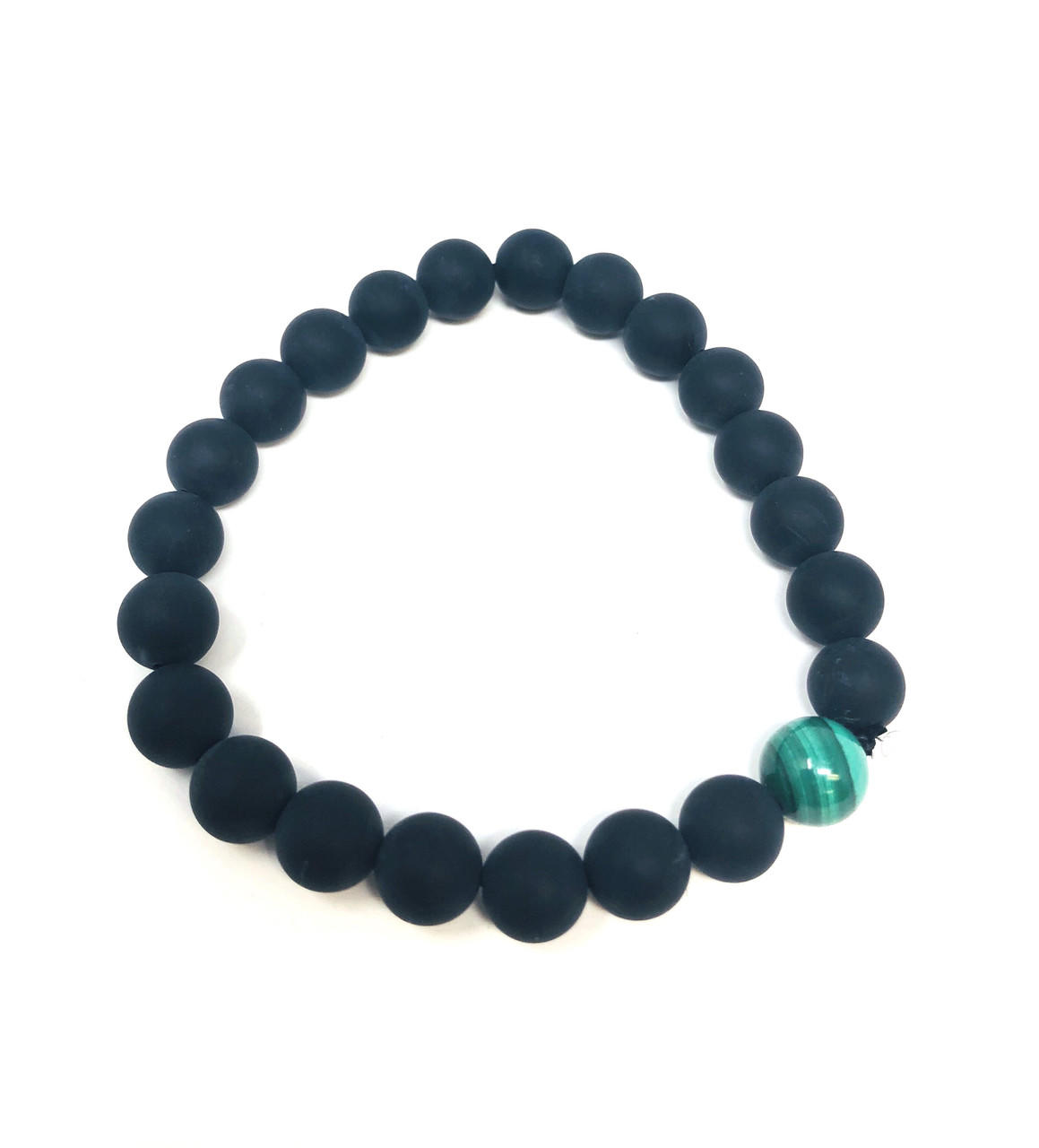 #64 Black Matte + Malachite bead bracelet U109 Shop VD Importers Inc.