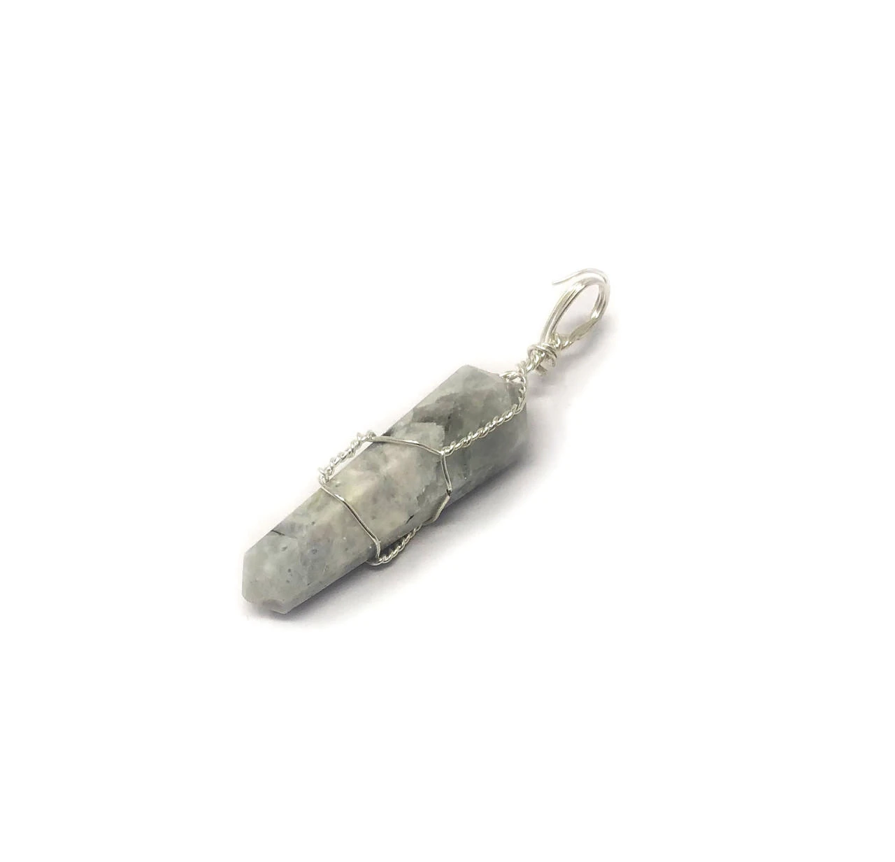 White Rainbow Moonstone Wire wrapped Pendant