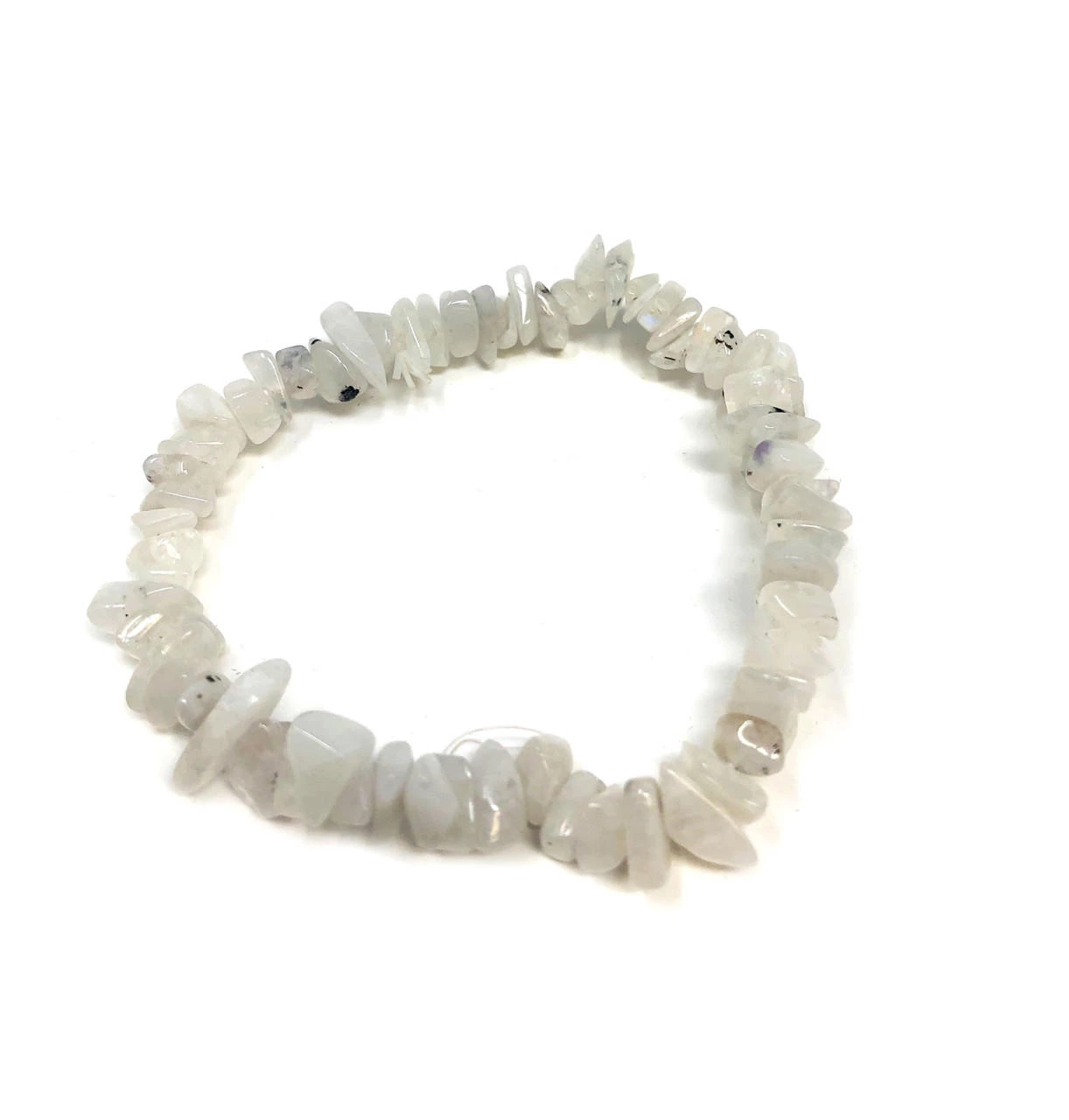#68 White Rainbow Moonstone chip bracelet