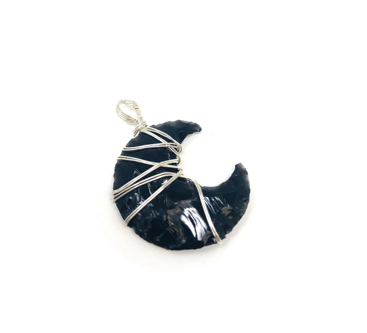Black Obsidian pendant Phases of Moon