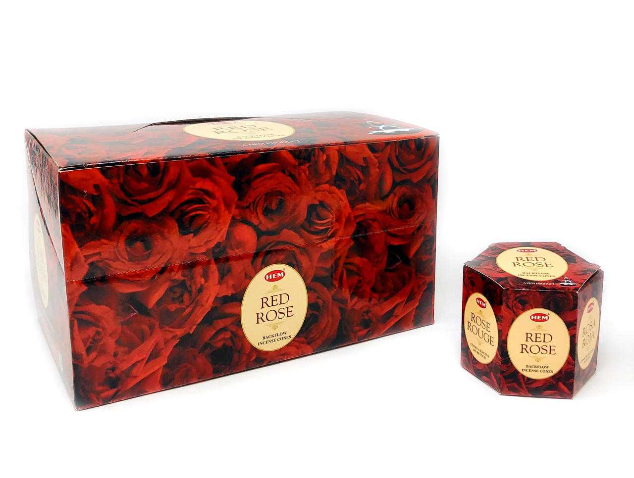 Hem Backflow Cones (pack of 12) - Red Rose Hem Incense Cones VD Importers Inc.