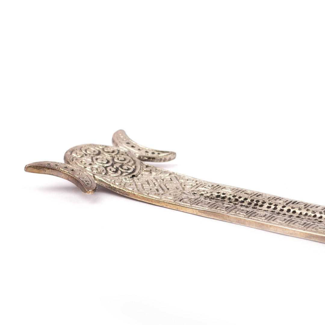 Aluminum Incense Holder / Burner Strip, Triple Moon, approx. 9.5 inches