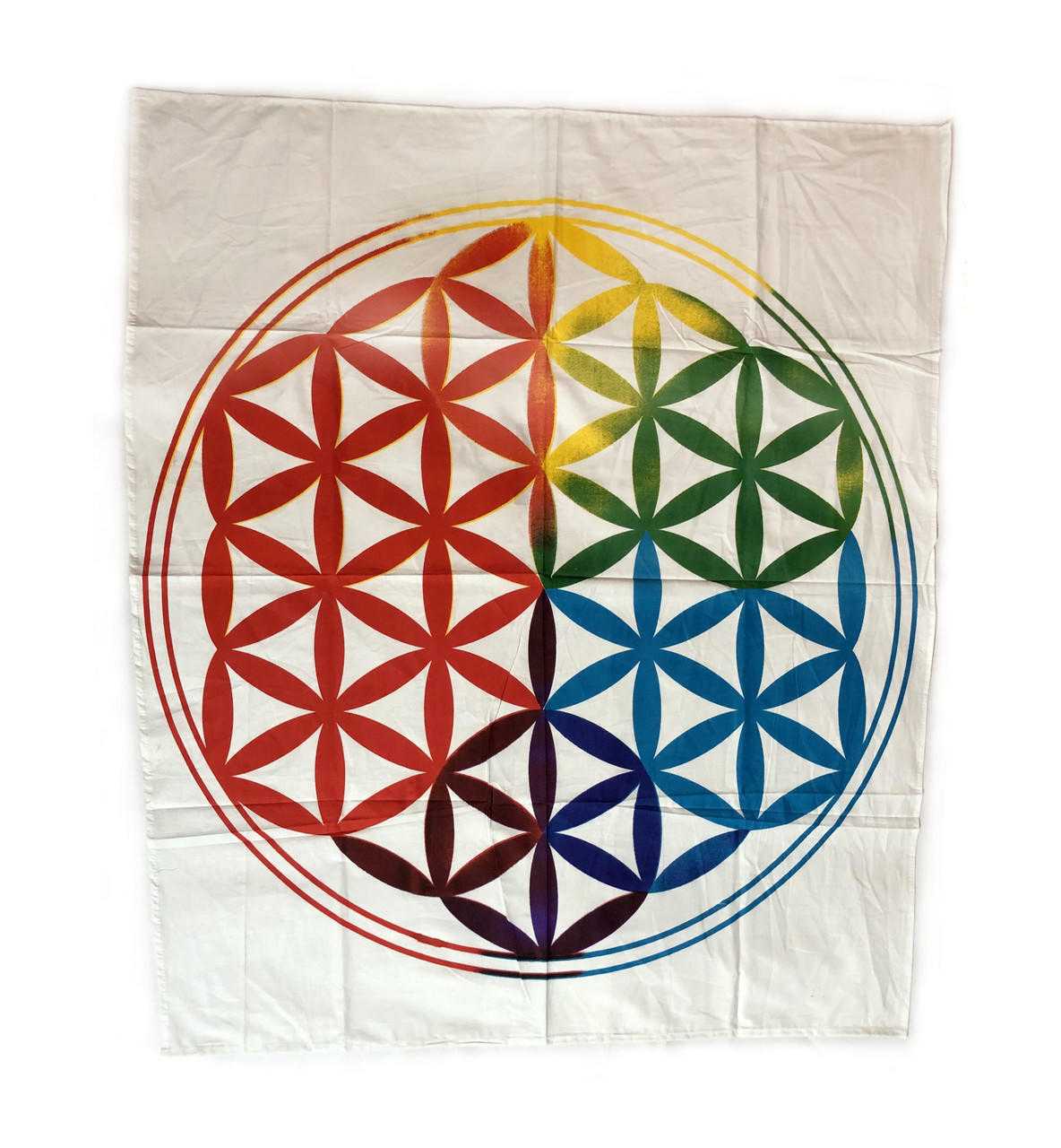 Altar Cloth Flower of Life, 7 chakra colors approx. 36"x36"