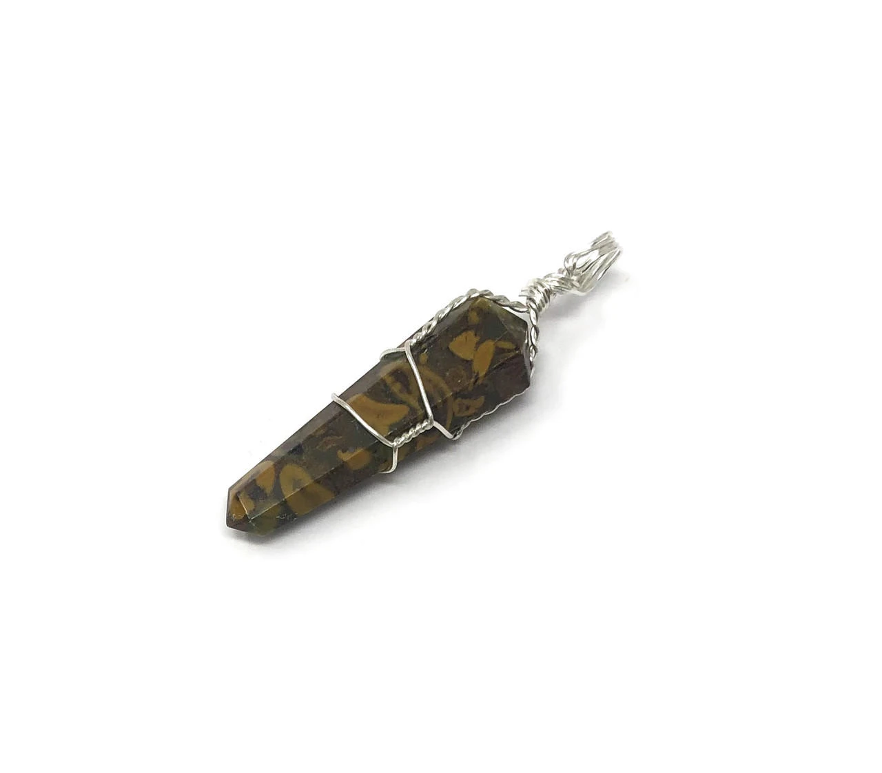 Coffee Jasper Wire wrapped Pendant.