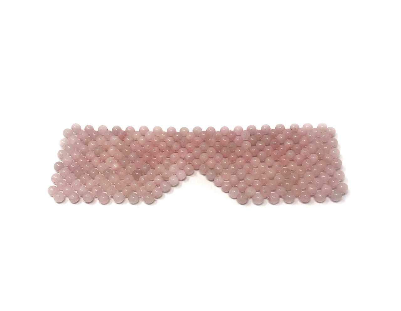 Eye Mask Rose Quartz Beads (6mm), approx. 7"x2.5"