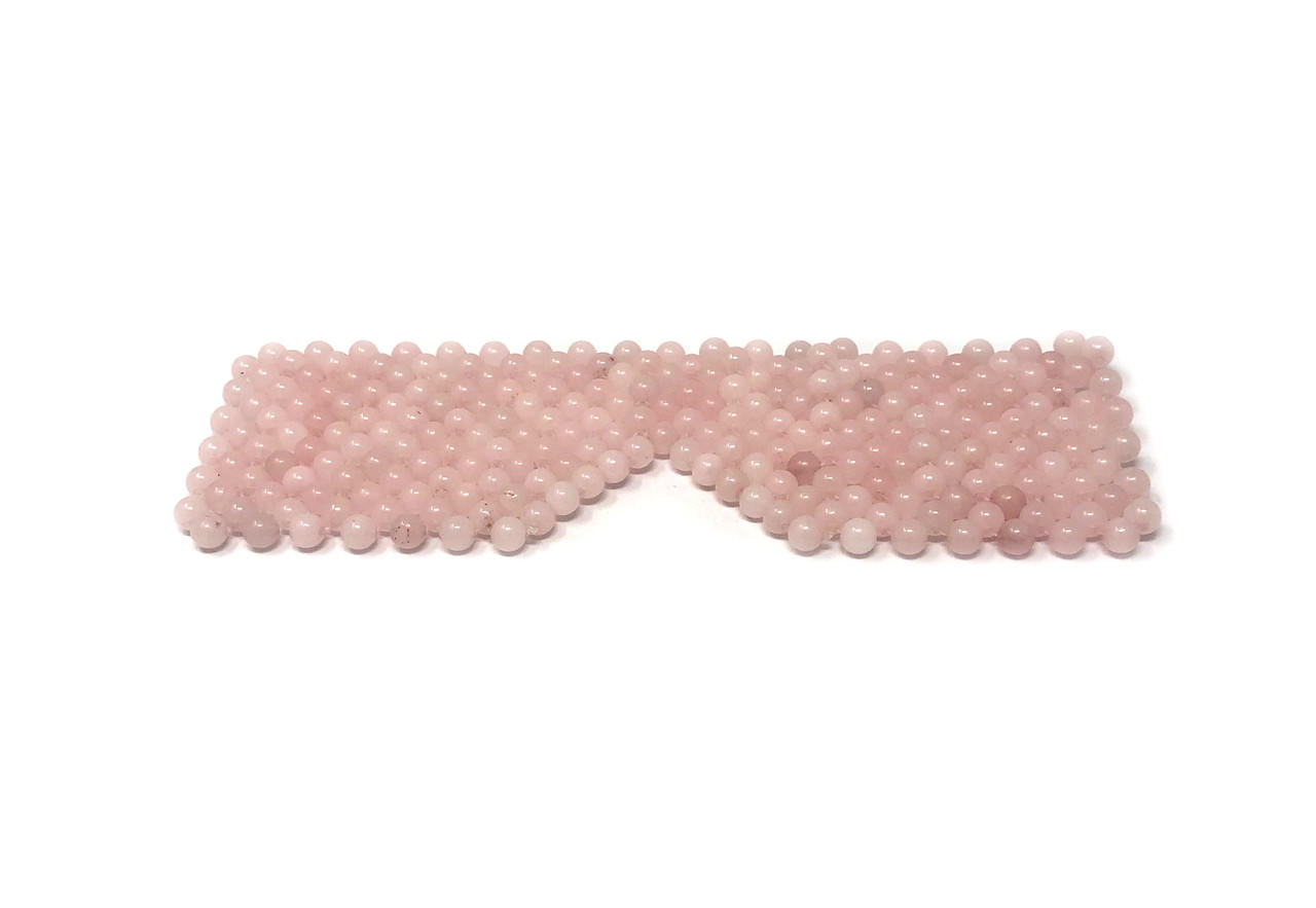 Eye Mask Rose Quartz Beads (6mm), approx. 7"x2.5"