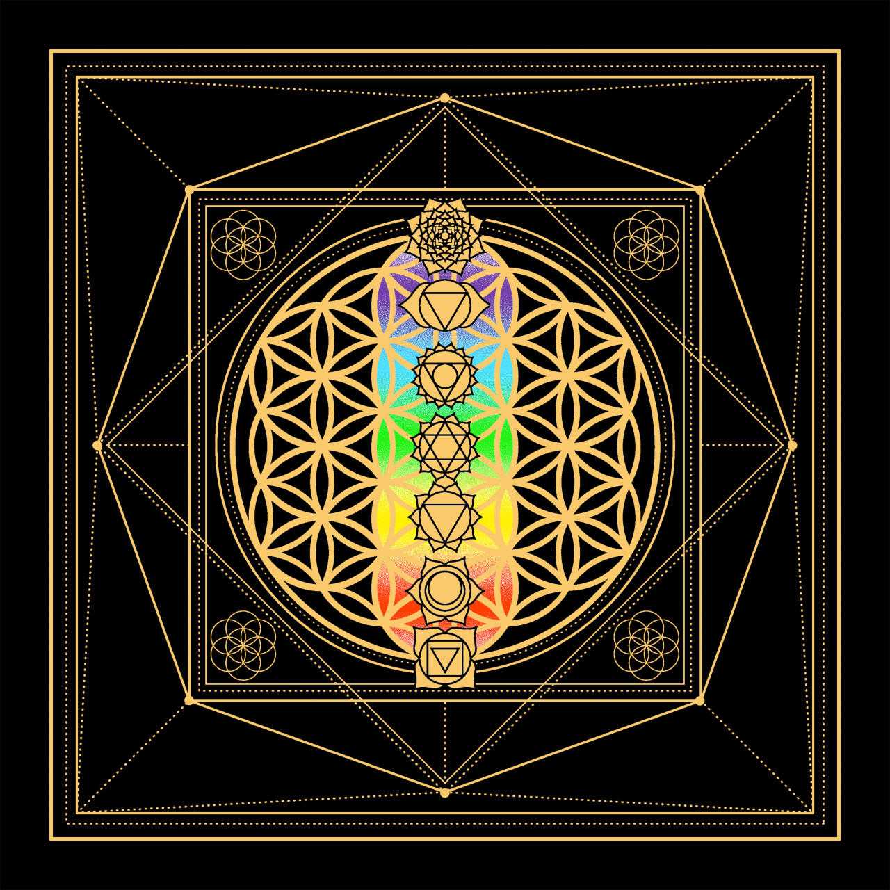 7 Chakra Flower of Life (24"x24")