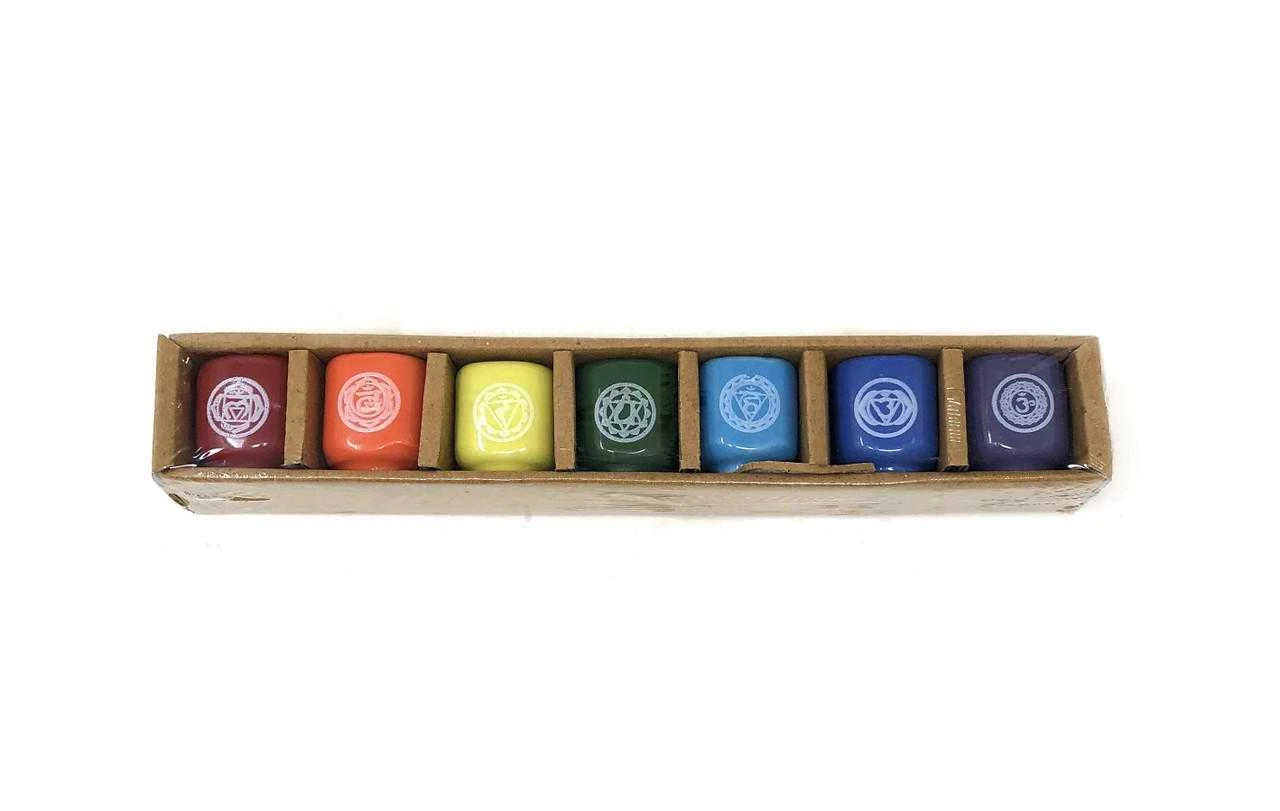 Ceramic Chime Candle Holder 7 Chakra approx. 1"