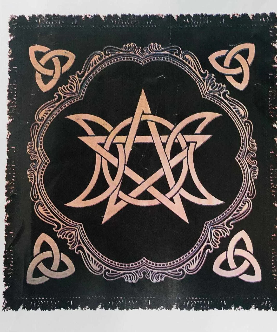 Triple Moon Pentacle Triquetra Altar Cloth (24"x24")