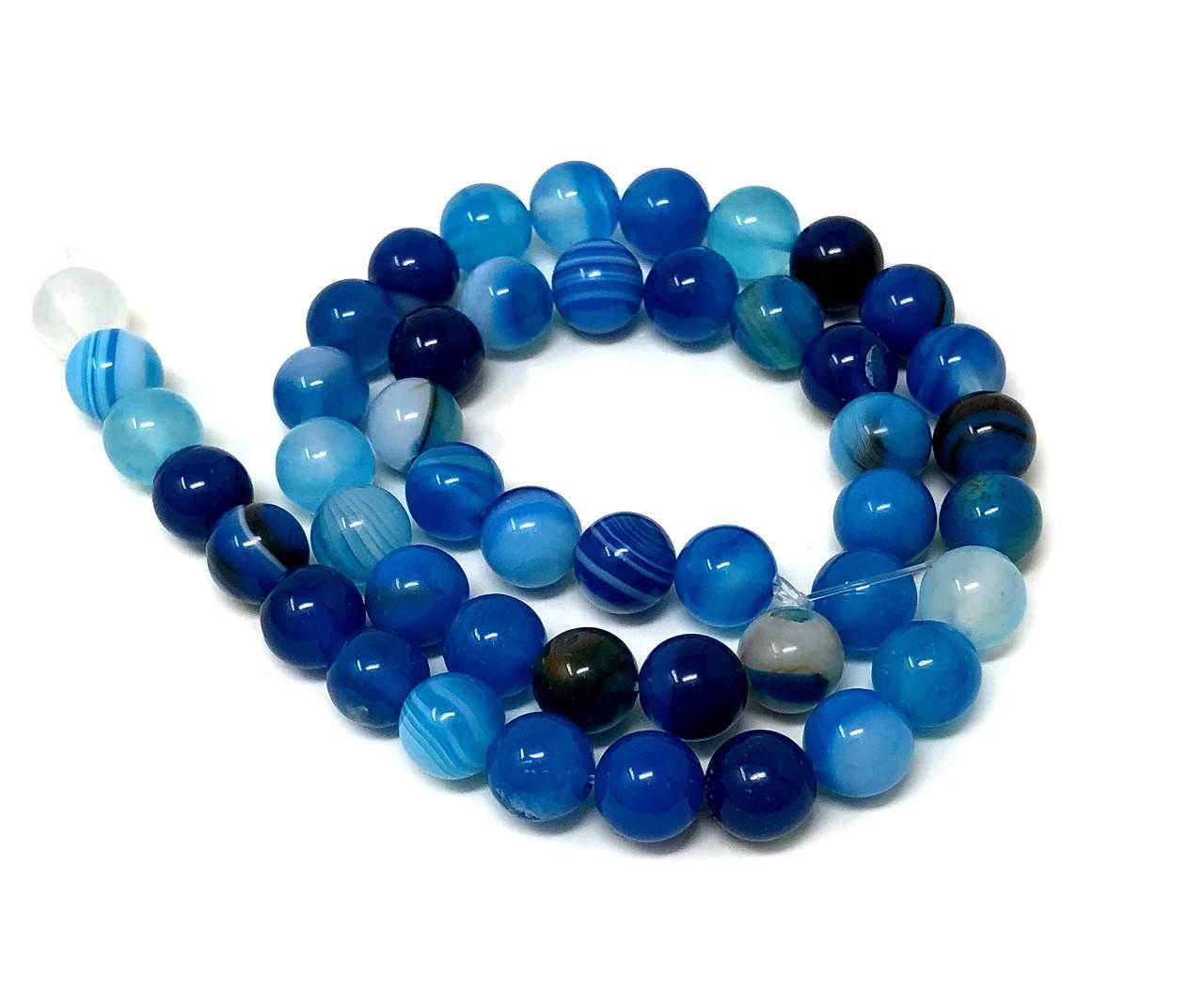 Beads Banded Agate Blue approx. 8mm (Pack of 48) Gemstones Products VD Importers Inc.