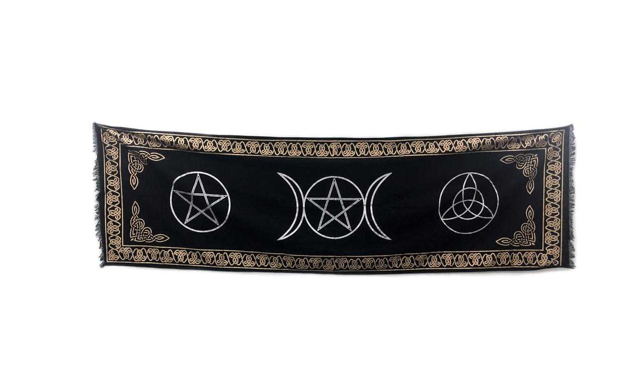 Pentacle Triple Moon Triquetra Altar Cloth (72"x21")