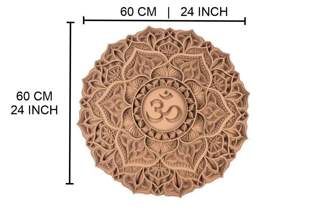 Wooden Wall Decor, MDF, Om Mandala Multi-layered 24 Inch Diameter
