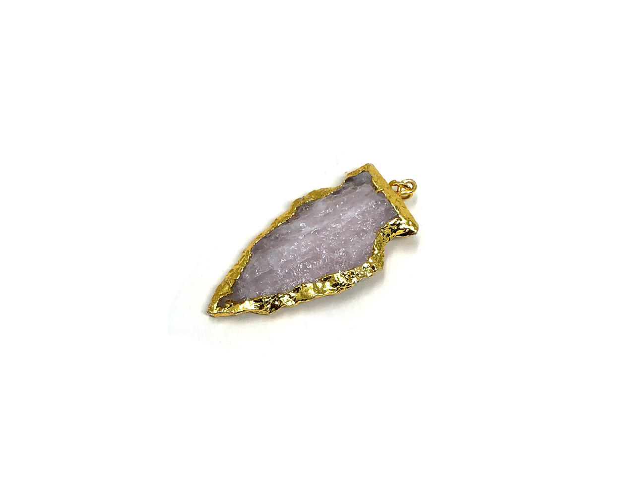 Rose Quartz Electroplated Arrow Pendant