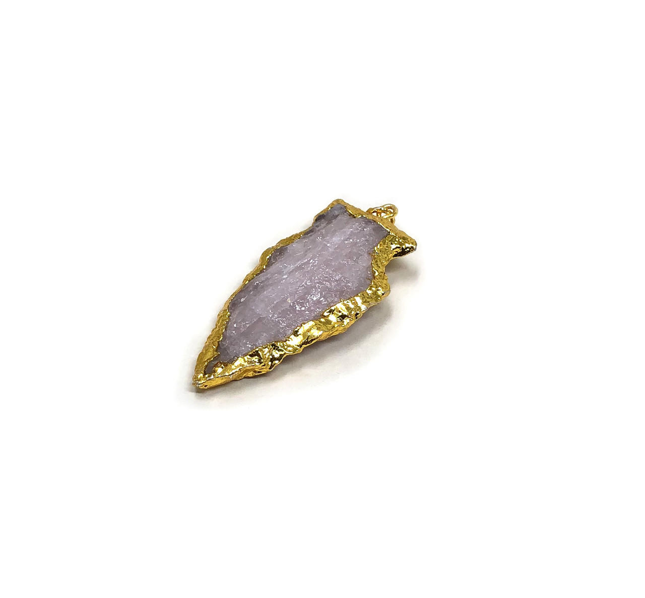 Rose Quartz Electroplated Arrow Pendant Gemstones Products VD Importers Inc.