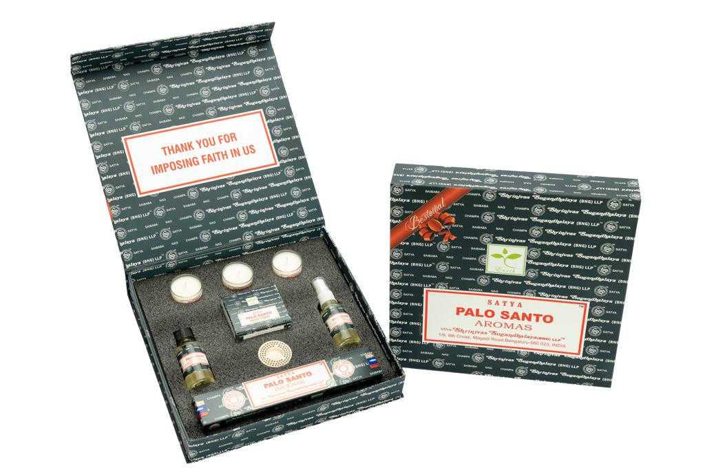 Satya Bestowal Palo Santo gift set Satya Incense VD Importers Inc.
