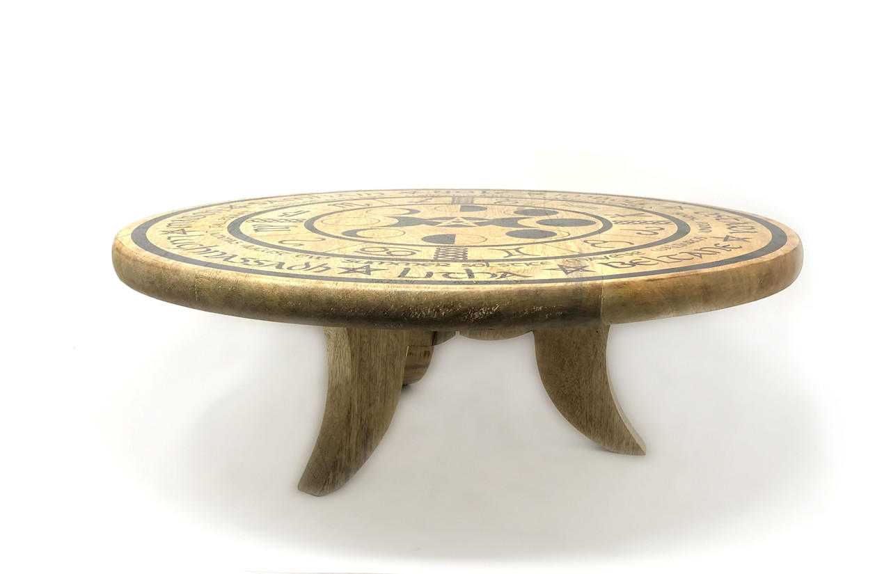Wooden Altar Table, Phases of Moon approx. 18" diameter, Foldable