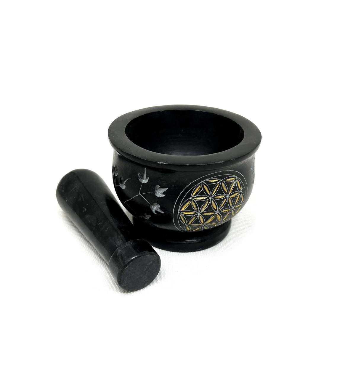 Stone Mortar and Pestle (Flower of Life)