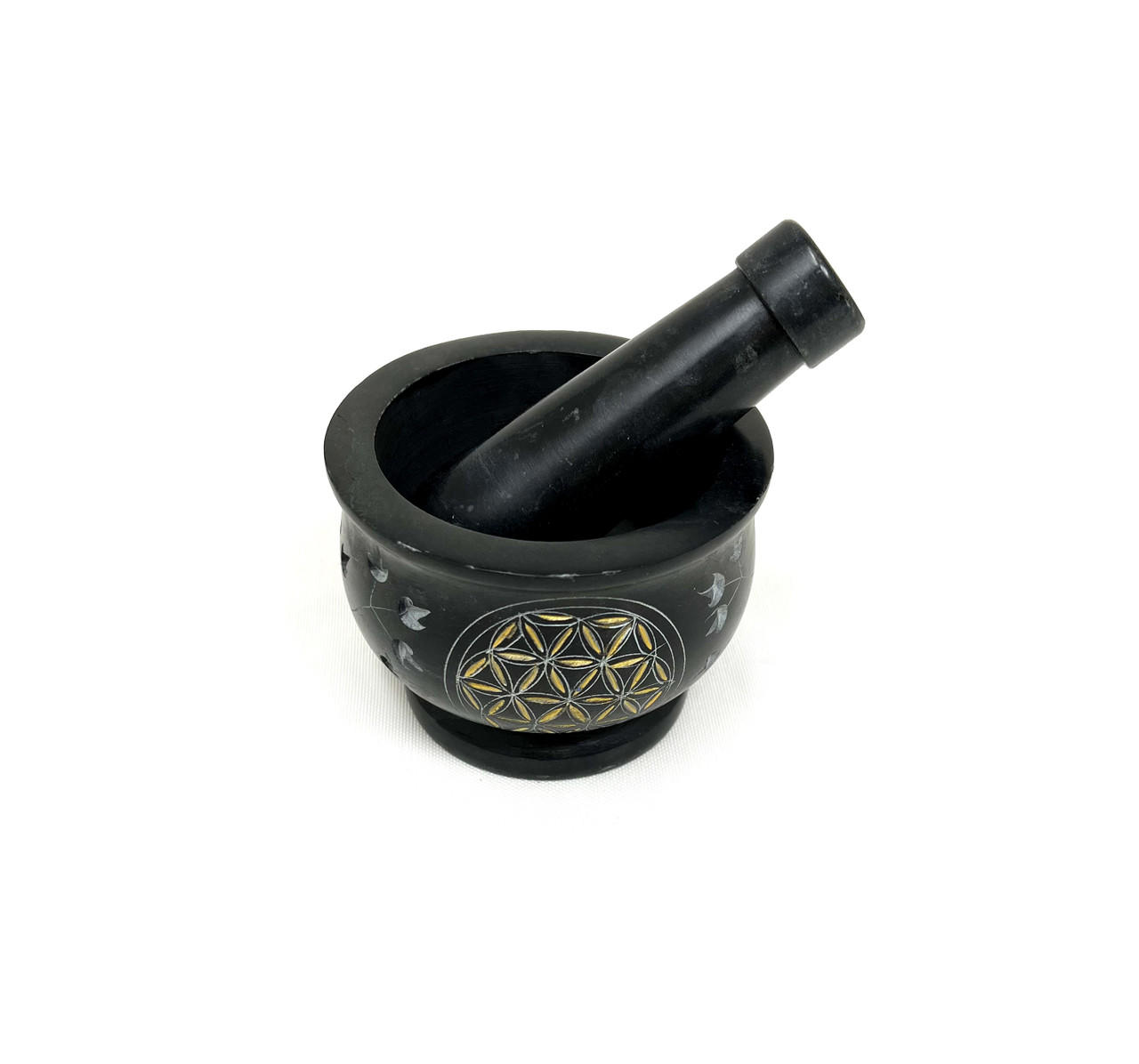 Stone Mortar and Pestle (Flower of Life)