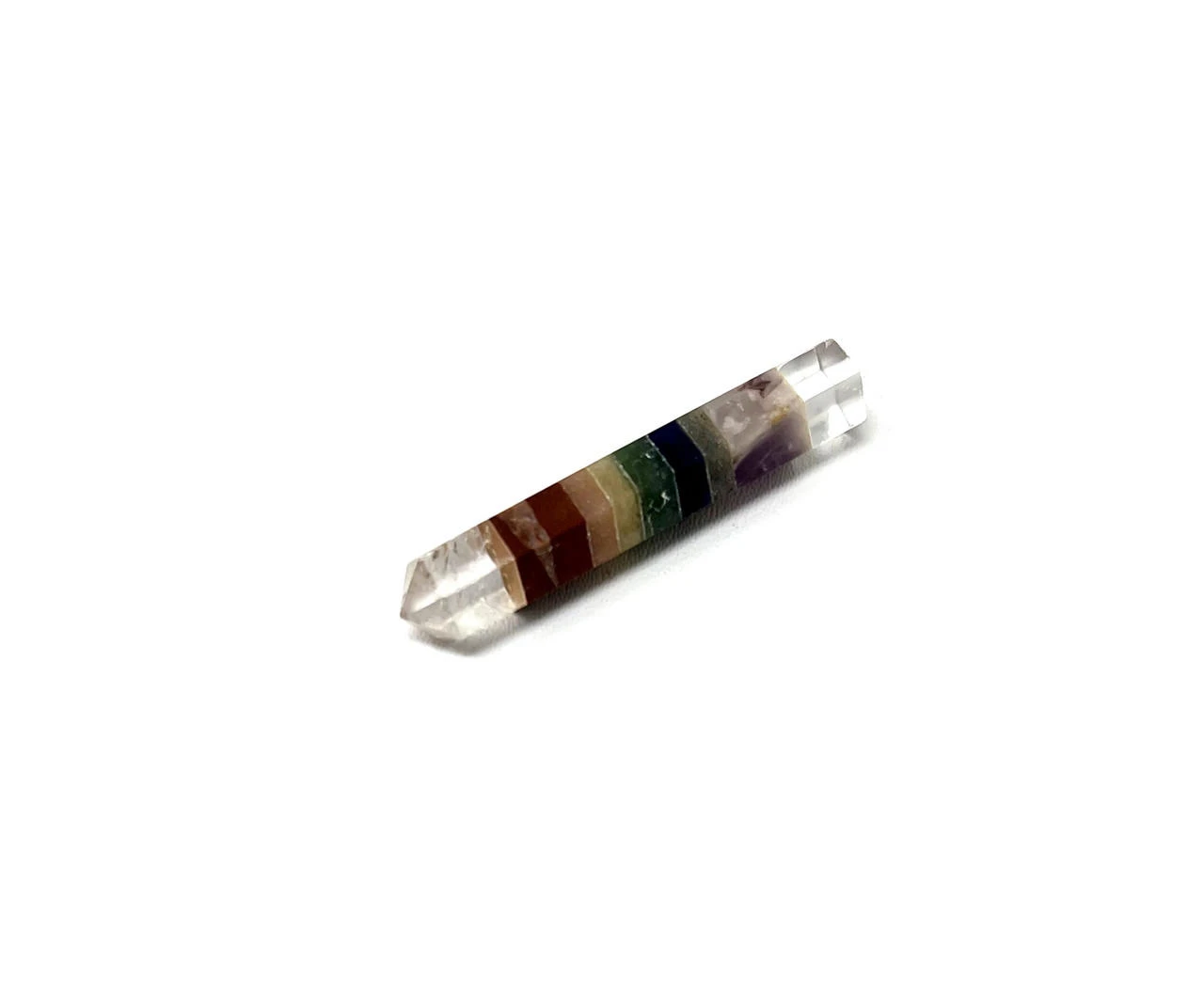 7 Chakra Bonded Crystal Quartz Point Pencil / Mini Wand 2 inch