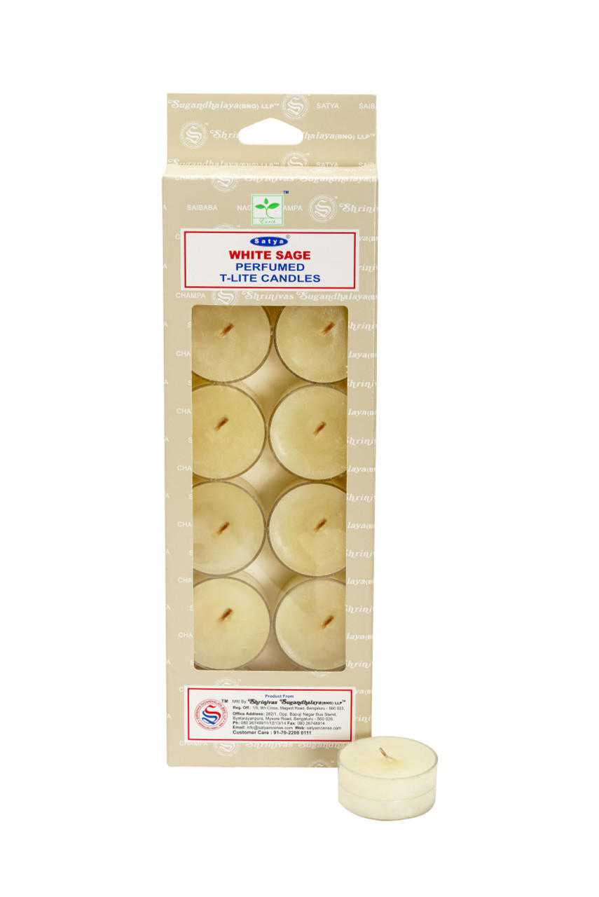 Satya White Sage Perfumed T-Light candle (pack of 12) Satya Shop VD Importers Inc.