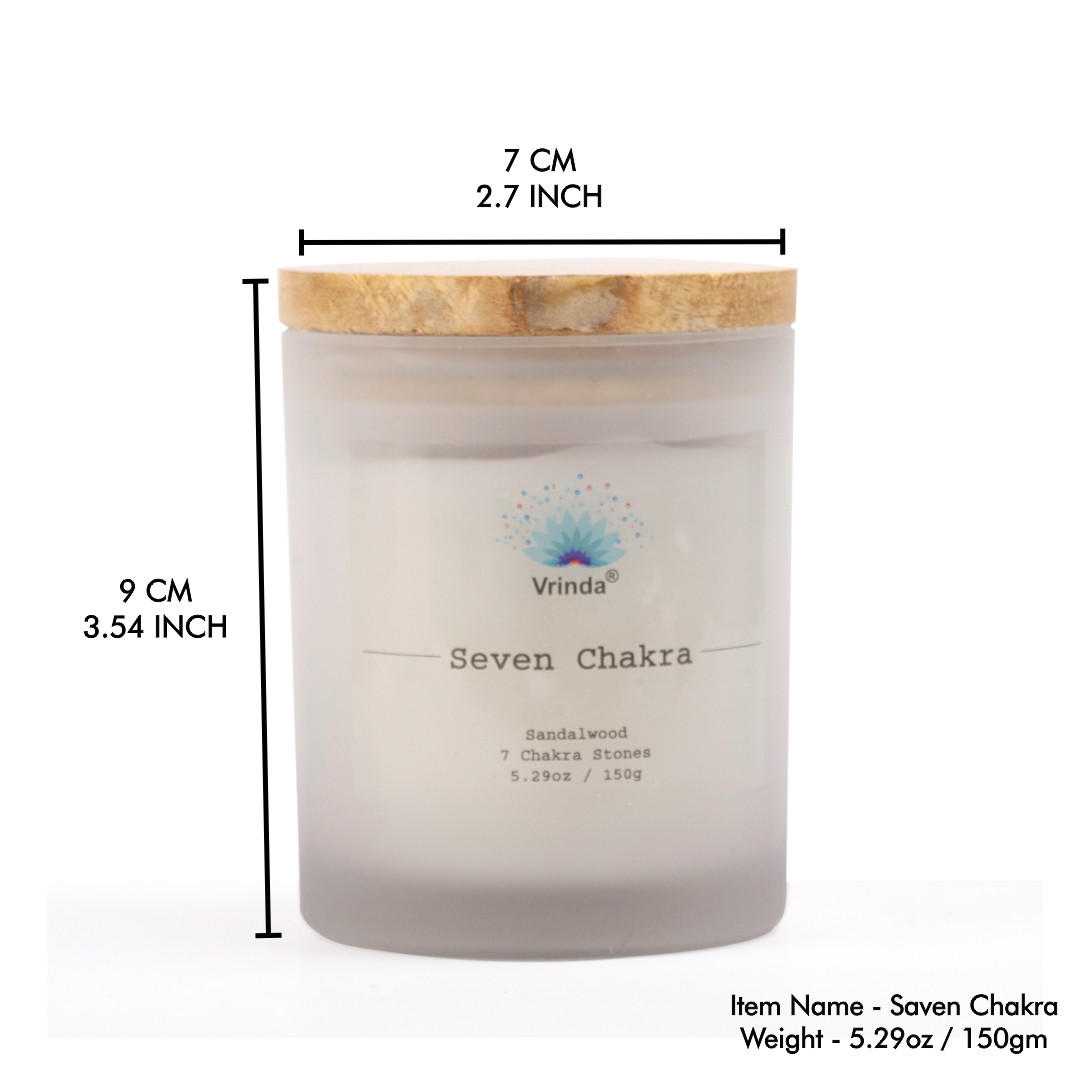 7 Chakra Scented glass candle with Crystals, Soy Blend (5.29oz) Vrinda ® Candles VD Importers Inc.